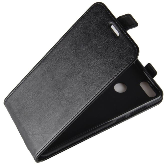 Huawei Honor 7X Handyhülle - Crazy Horse Leder Flip Case - vertikal - schwarz
