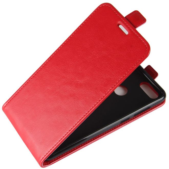 Huawei Honor 7X Handyhülle - Crazy Horse Leder Flip Case - vertikal - rot
