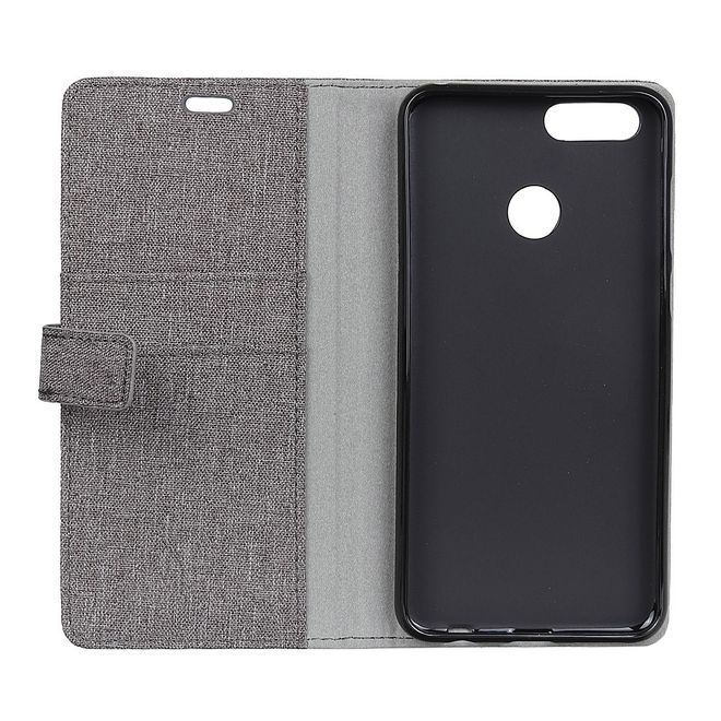 OnePlus 5T Handyhülle - Bookcover - mit Visitenkartenfach - grau