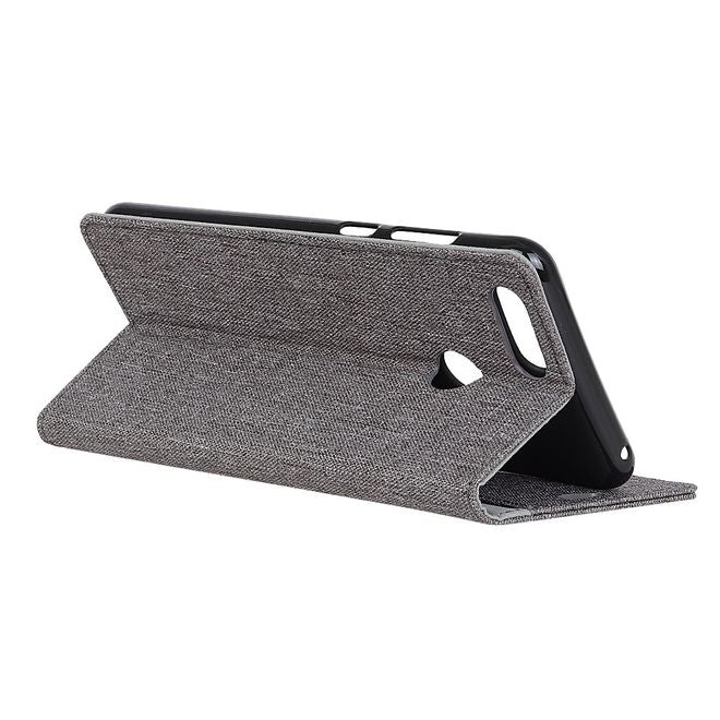 OnePlus 5T Handyhülle - Bookcover - mit Visitenkartenfach - grau