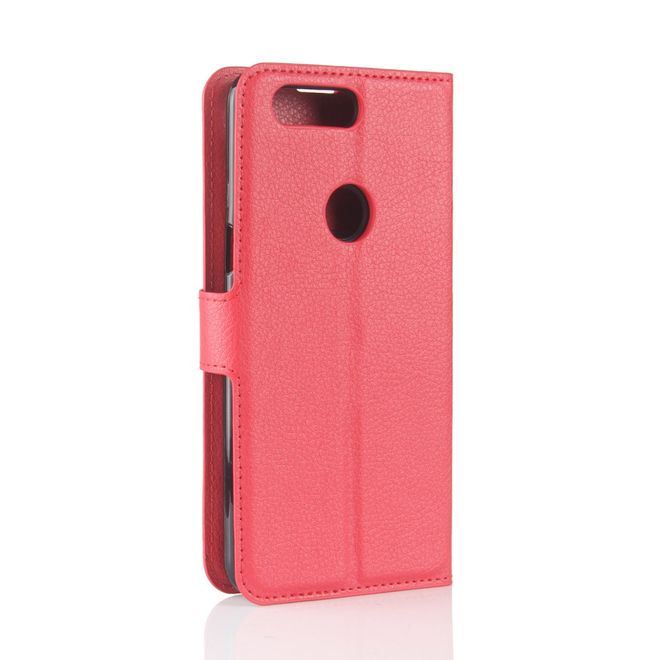 OnePlus 5T Handy Hülle - Cover aus Leder - mit Litchitextur und Standfunktion - rot