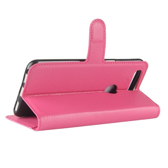 OnePlus 5T Handy Hülle - Cover aus Leder - mit Litchitextur und Standfunktion - rosa