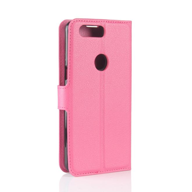 OnePlus 5T Handy Hülle - Cover aus Leder - mit Litchitextur und Standfunktion - rosa