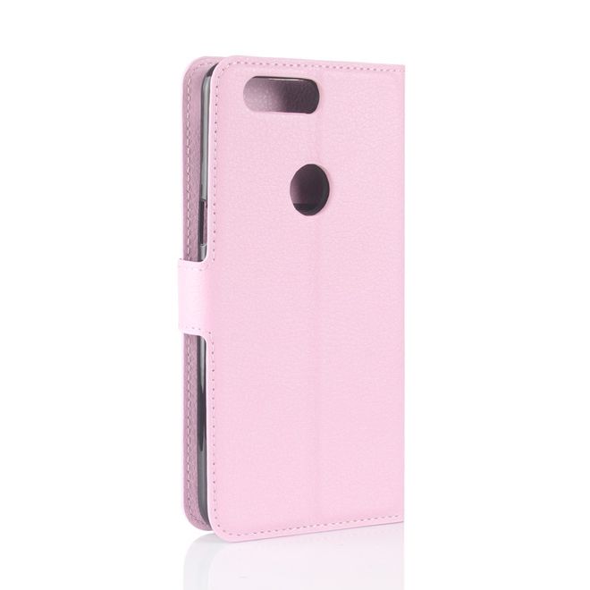 OnePlus 5T Handy Hülle - Cover aus Leder - mit Litchitextur und Standfunktion - pink