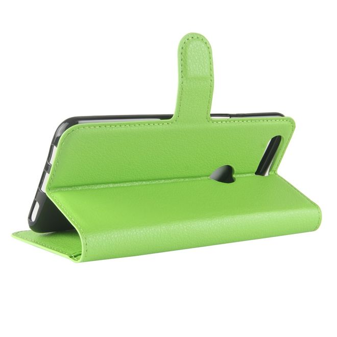 OnePlus 5T Handy Hülle - Cover aus Leder - mit Litchitextur und Standfunktion - grün