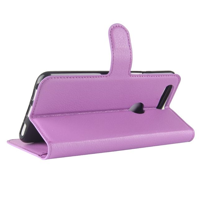 OnePlus 5T Handy Hülle - Cover aus Leder - mit Litchitextur und Standfunktion - purpur