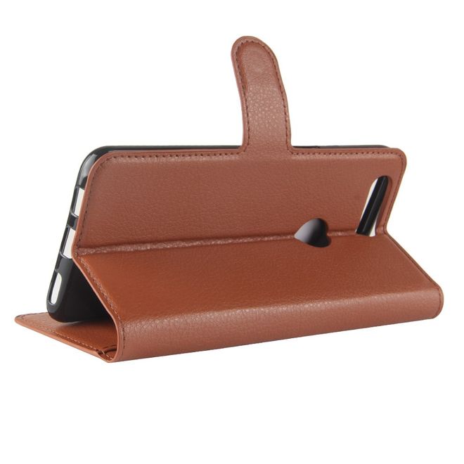 OnePlus 5T Handy Hülle - Cover aus Leder - mit Litchitextur und Standfunktion - braun