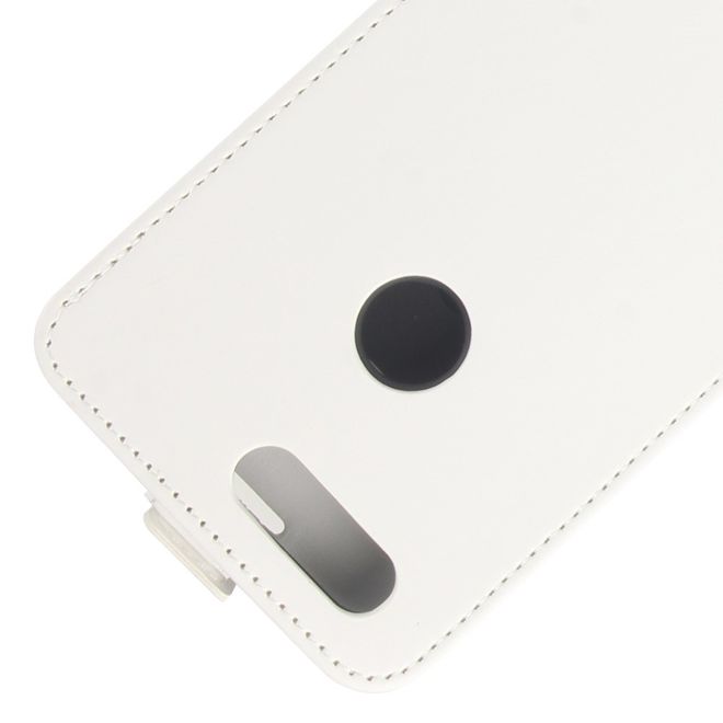 OnePlus 5T Hülle - Crazy Horse Leder Flip Case - vertikal - mit Visitenkartenfach - weiss
