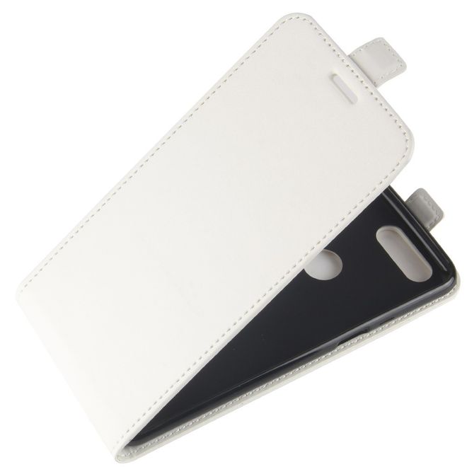 OnePlus 5T Hülle - Crazy Horse Leder Flip Case - vertikal - mit Visitenkartenfach - weiss