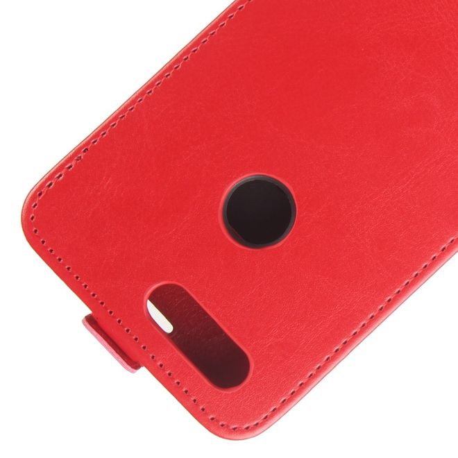 OnePlus 5T Hülle - Crazy Horse Leder Flip Case - vertikal - mit Visitenkartenfach - rot