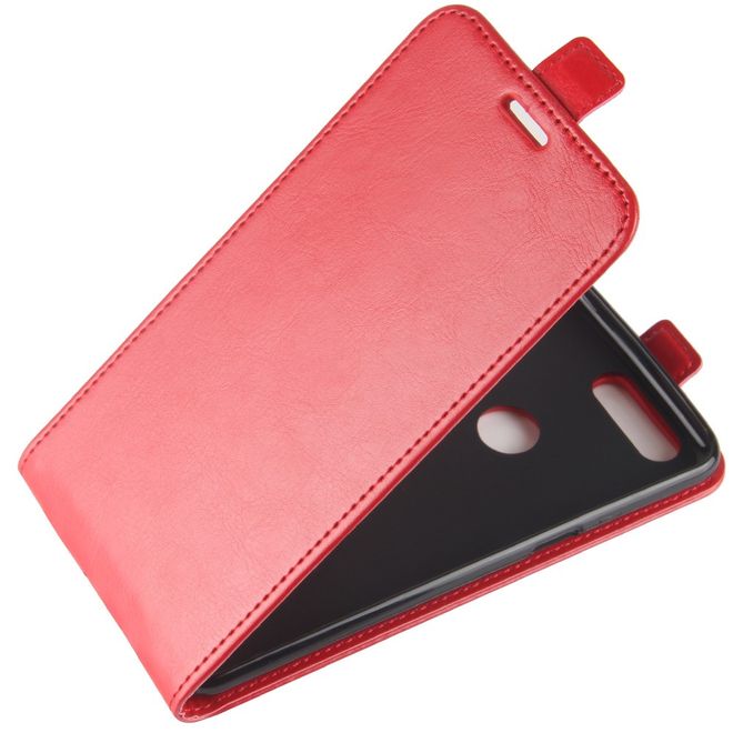 OnePlus 5T Hülle - Crazy Horse Leder Flip Case - vertikal - mit Visitenkartenfach - rot