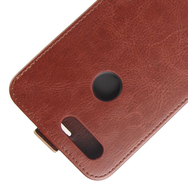 OnePlus 5T Hülle - Crazy Horse Leder Flip Case - vertikal - mit Visitenkartenfach - braun