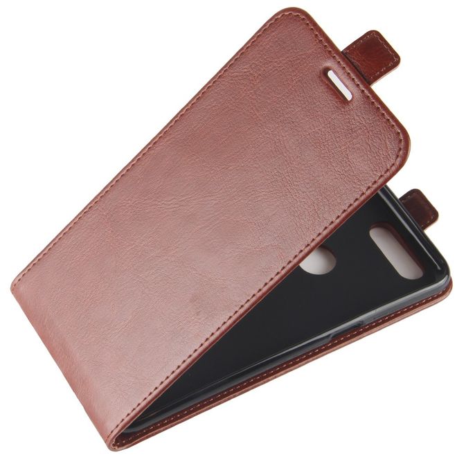 OnePlus 5T Hülle - Crazy Horse Leder Flip Case - vertikal - mit Visitenkartenfach - braun