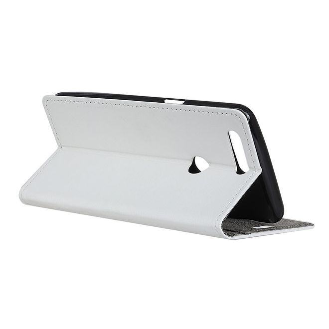 OnePlus 5T Handyhülle - Bookcover aus Leder - mit Standfunktion - weiss