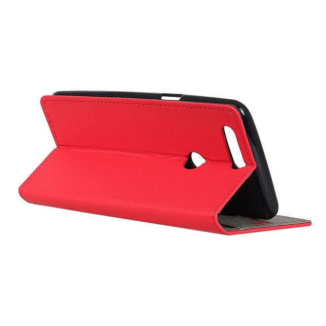OnePlus 5T Handyhülle - Bookcover aus Leder - mit Standfunktion - rot