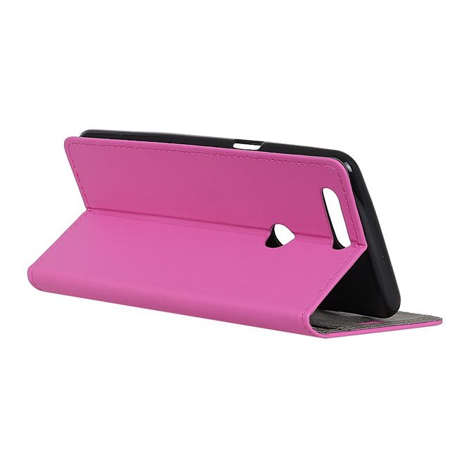 OnePlus 5T Handyhülle - Bookcover aus Leder - mit Standfunktion - rosa