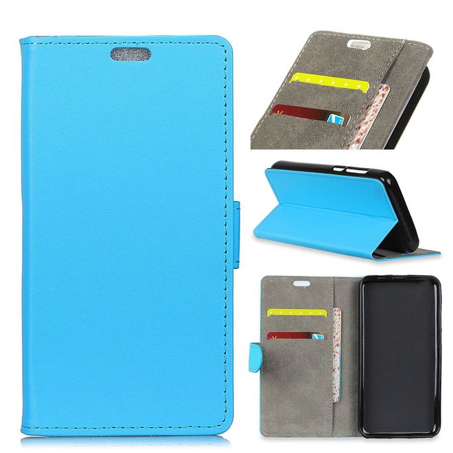 OnePlus 5T Handyhülle - Bookcover aus Leder - mit Standfunktion - blau