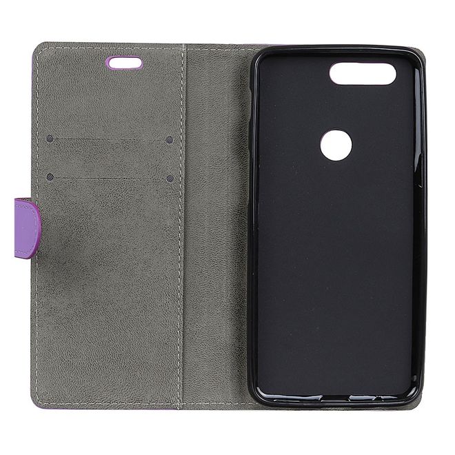 OnePlus 5T Handyhülle - Bookcover aus Leder - mit Standfunktion - purpur