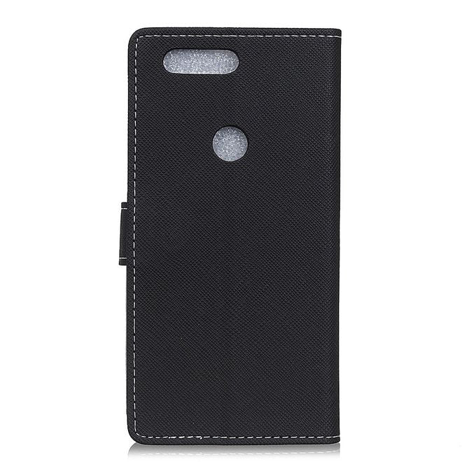OnePlus 5T Handy Hülle - Bookcover aus Leder - mit Kreuzmuster - schwarz