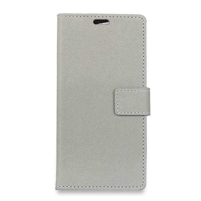 OnePlus 5T Handy Hülle - Bookcover aus Leder - mit Kreuzmuster - grau