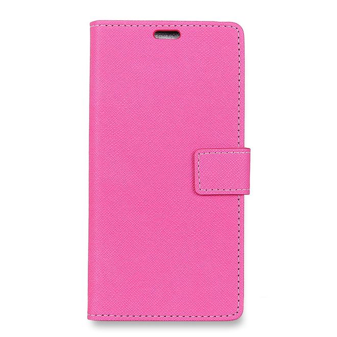 OnePlus 5T Handy Hülle - Bookcover aus Leder - mit Kreuzmuster - rosa
