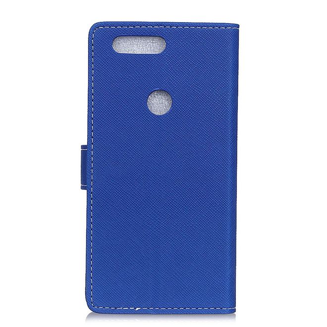 OnePlus 5T Handy Hülle - Bookcover aus Leder - mit Kreuzmuster - blau