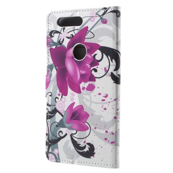 OnePlus 5T Handyhülle - Case aus Leder - Lotus Blumen