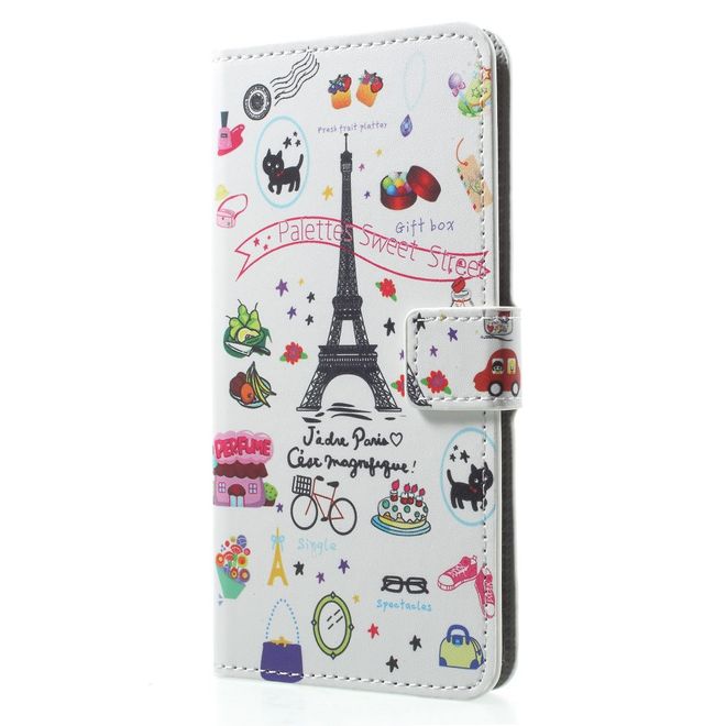 OnePlus 5T Handyhülle - Case aus Leder - Eiffelturm und kleine Sujets