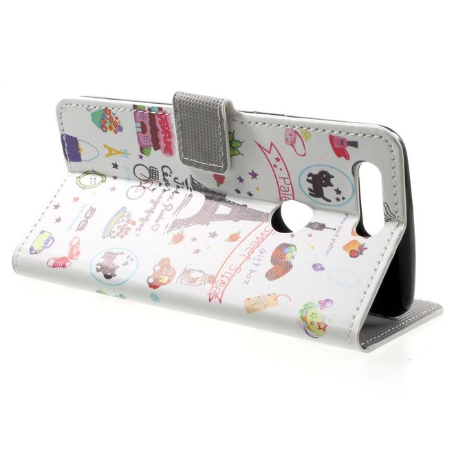 OnePlus 5T Handyhülle - Case aus Leder - Eiffelturm und kleine Sujets