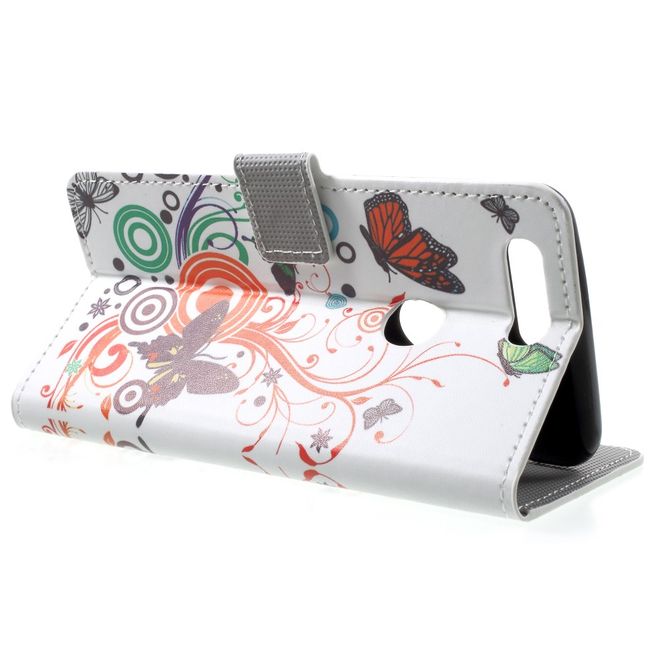 OnePlus 5T Handyhülle - Case aus Leder - Schmetterlinge und Kreise