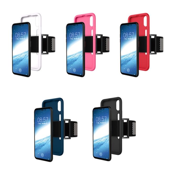 Sanfte Silikon Sport Jogging Halterung fürs iPhone X - mit Reflektor Streifen - rot