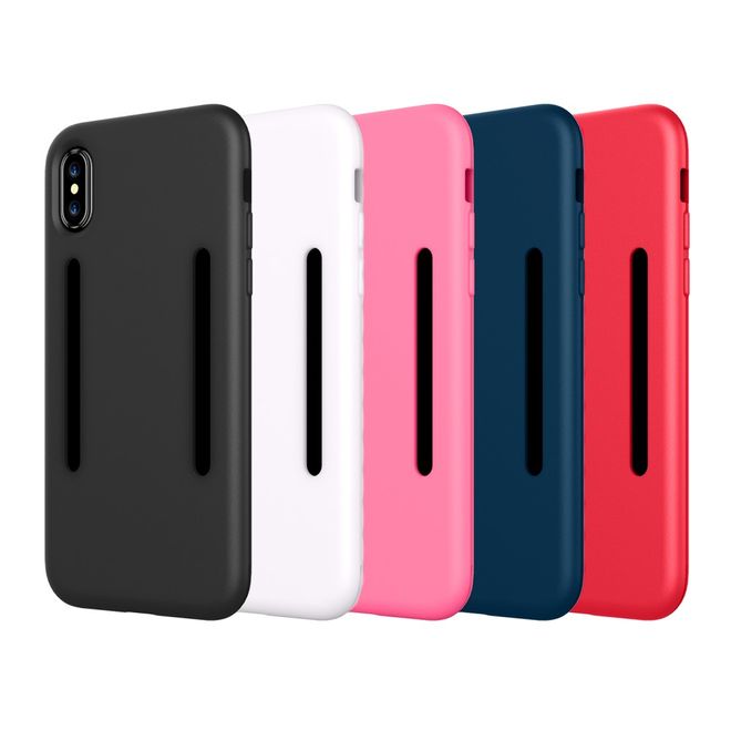 Sanfte Silikon Sport Jogging Halterung fürs iPhone X - mit Reflektor Streifen - rot