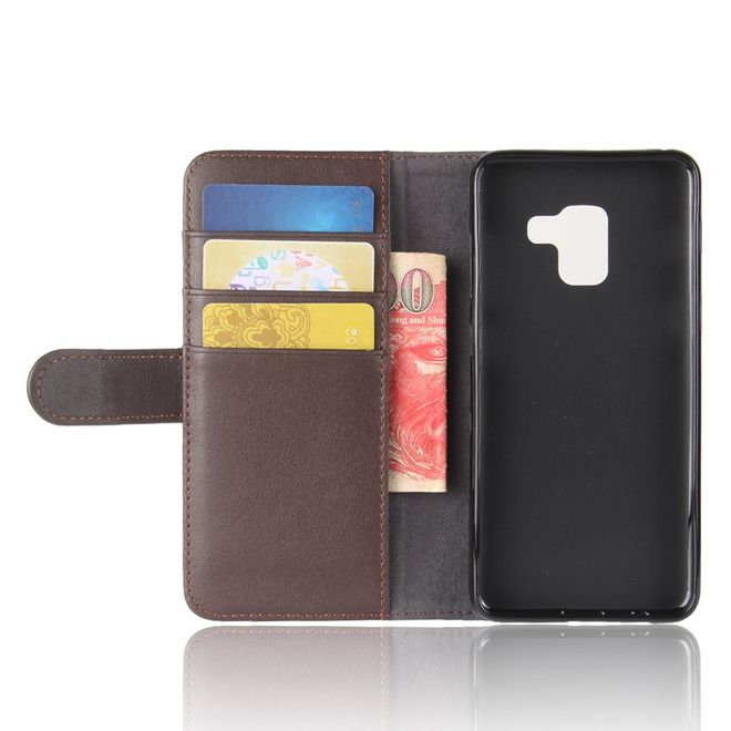 Samsung Galaxy A8+ (2018) Handyhülle - Case aus Echtleder - mit Standfunktion - kaffeefarben