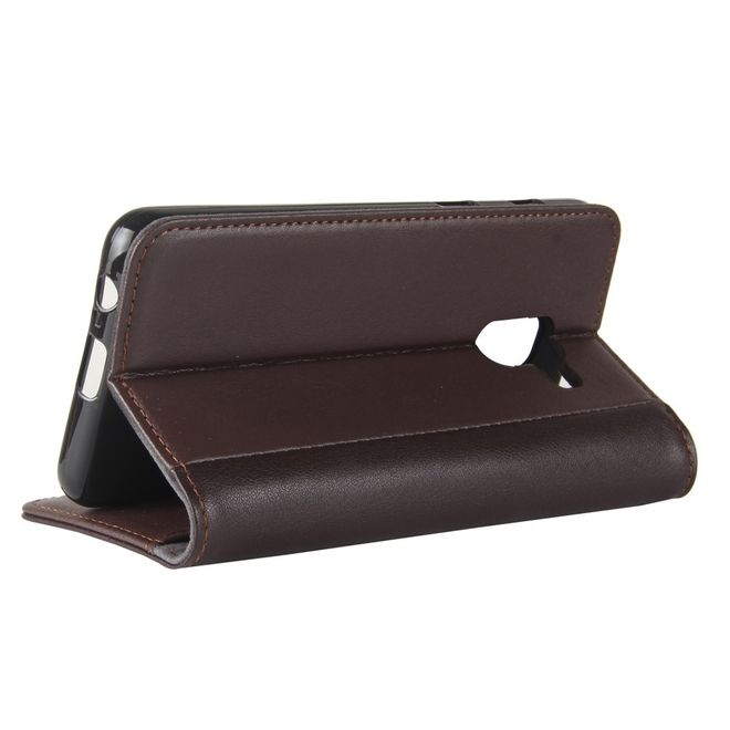 Samsung Galaxy A8+ (2018) Handyhülle - Case aus Echtleder - mit Standfunktion - kaffeefarben