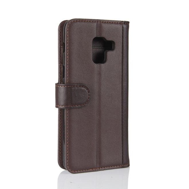 Samsung Galaxy A8+ (2018) Handyhülle - Case aus Echtleder - mit Standfunktion - kaffeefarben