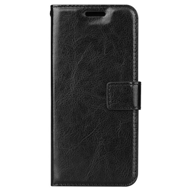 Btrcase - Samsung Galaxy A8+ (2018) Handy Hülle - Crazy Horse Leder Bookcover - mit Standfunktion - schwarz