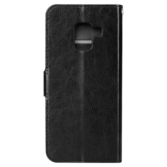 Btrcase - Samsung Galaxy A8+ (2018) Handy Hülle - Crazy Horse Leder Bookcover - mit Standfunktion - schwarz