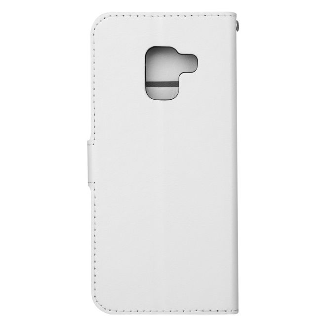 Btrcase - Samsung Galaxy A8+ (2018) Handy Hülle - Crazy Horse Leder Bookcover - mit Standfunktion - weiss