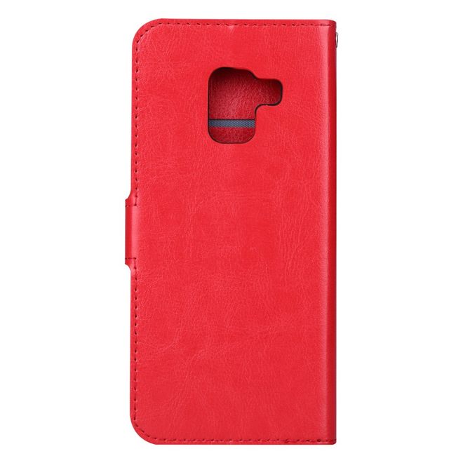 Btrcase - Samsung Galaxy A8+ (2018) Handy Hülle - Crazy Horse Leder Bookcover - mit Standfunktion - rot