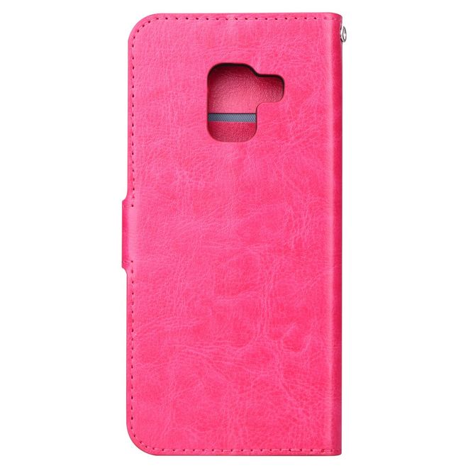 Btrcase - Samsung Galaxy A8+ (2018) Handy Hülle - Crazy Horse Leder Bookcover - mit Standfunktion - rosa