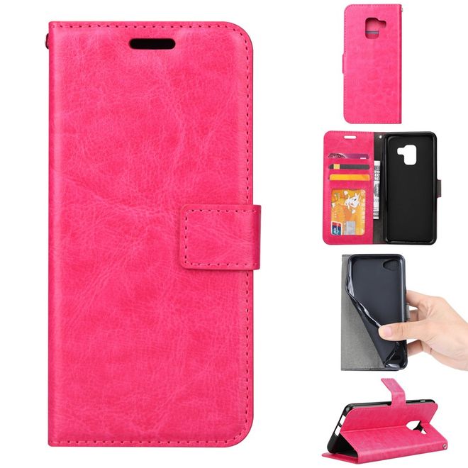 Btrcase - Samsung Galaxy A8+ (2018) Handy Hülle - Crazy Horse Leder Bookcover - mit Standfunktion - rosa