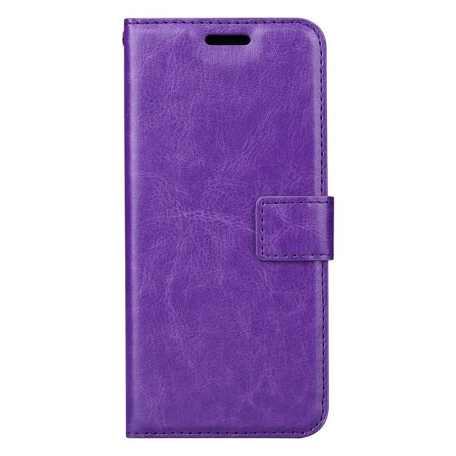 Btrcase - Samsung Galaxy A8+ (2018) Handy Hülle - Crazy Horse Leder Bookcover - mit Standfunktion - purpur