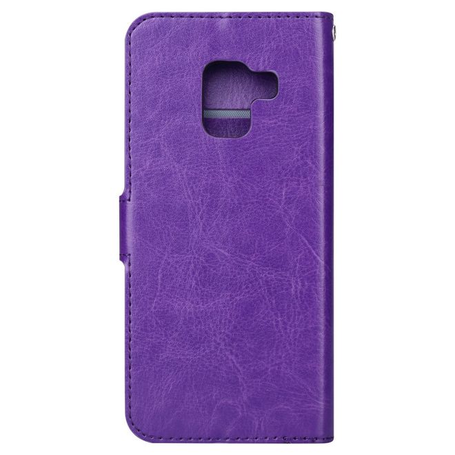 Btrcase - Samsung Galaxy A8+ (2018) Handy Hülle - Crazy Horse Leder Bookcover - mit Standfunktion - purpur