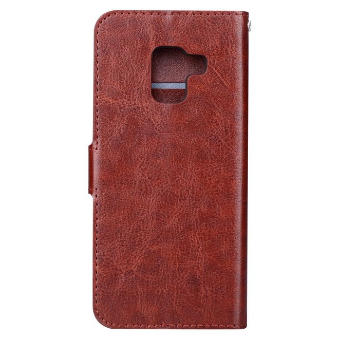 Btrcase - Samsung Galaxy A8+ (2018) Handy Hülle - Crazy Horse Leder Bookcover - mit Standfunktion - braun