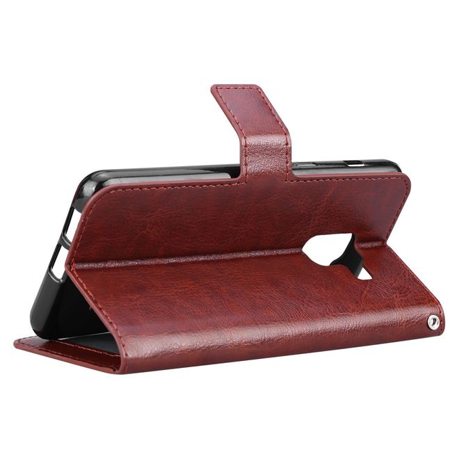 Btrcase - Samsung Galaxy A8+ (2018) Handy Hülle - Crazy Horse Leder Bookcover - mit Standfunktion - braun