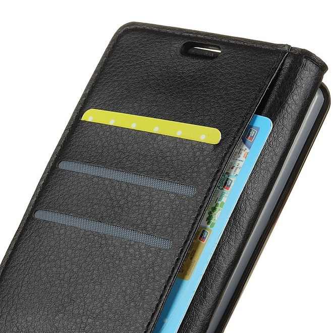 Samsung Galaxy S9 Plus Hülle - Case aus Leder - mit Litchitextur und Visitenkartenfach - schwarz