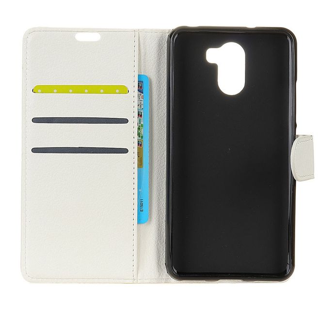 Samsung Galaxy S9 Plus Hülle - Case aus Leder - mit Litchitextur und Visitenkartenfach - weiss