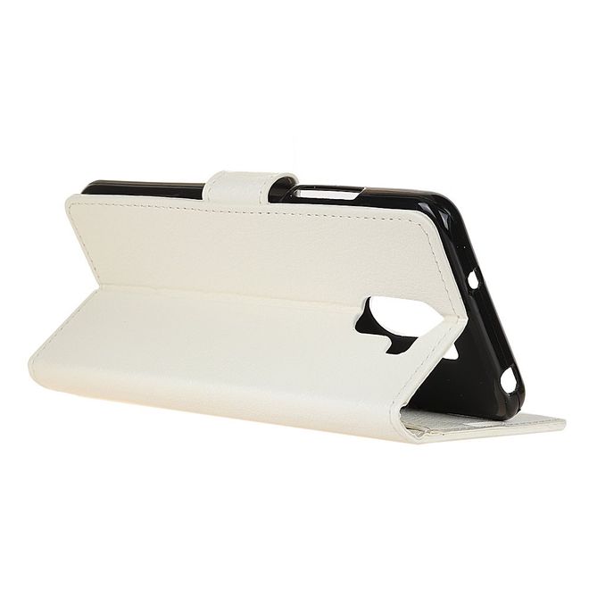 Samsung Galaxy S9 Plus Hülle - Case aus Leder - mit Litchitextur und Visitenkartenfach - weiss