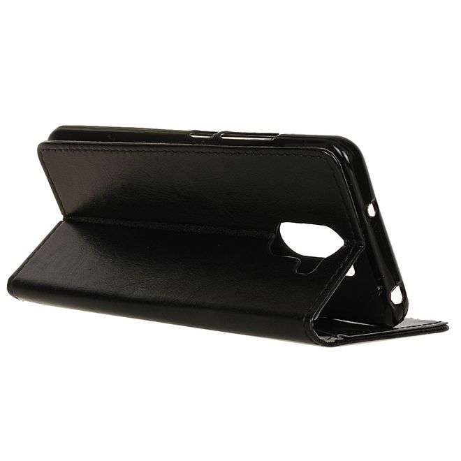 Samsung Galaxy S9 Plus Handy Hülle - Crazy Horse Leder Bookcover - mit Standfunktion - schwarz