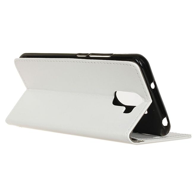 Samsung Galaxy S9 Plus Handy Hülle - Crazy Horse Leder Bookcover - mit Standfunktion - weiss